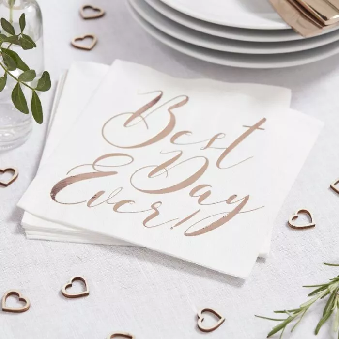 20 Best Day Ever Tovaglioli in oro rosa metallizzato 33cm