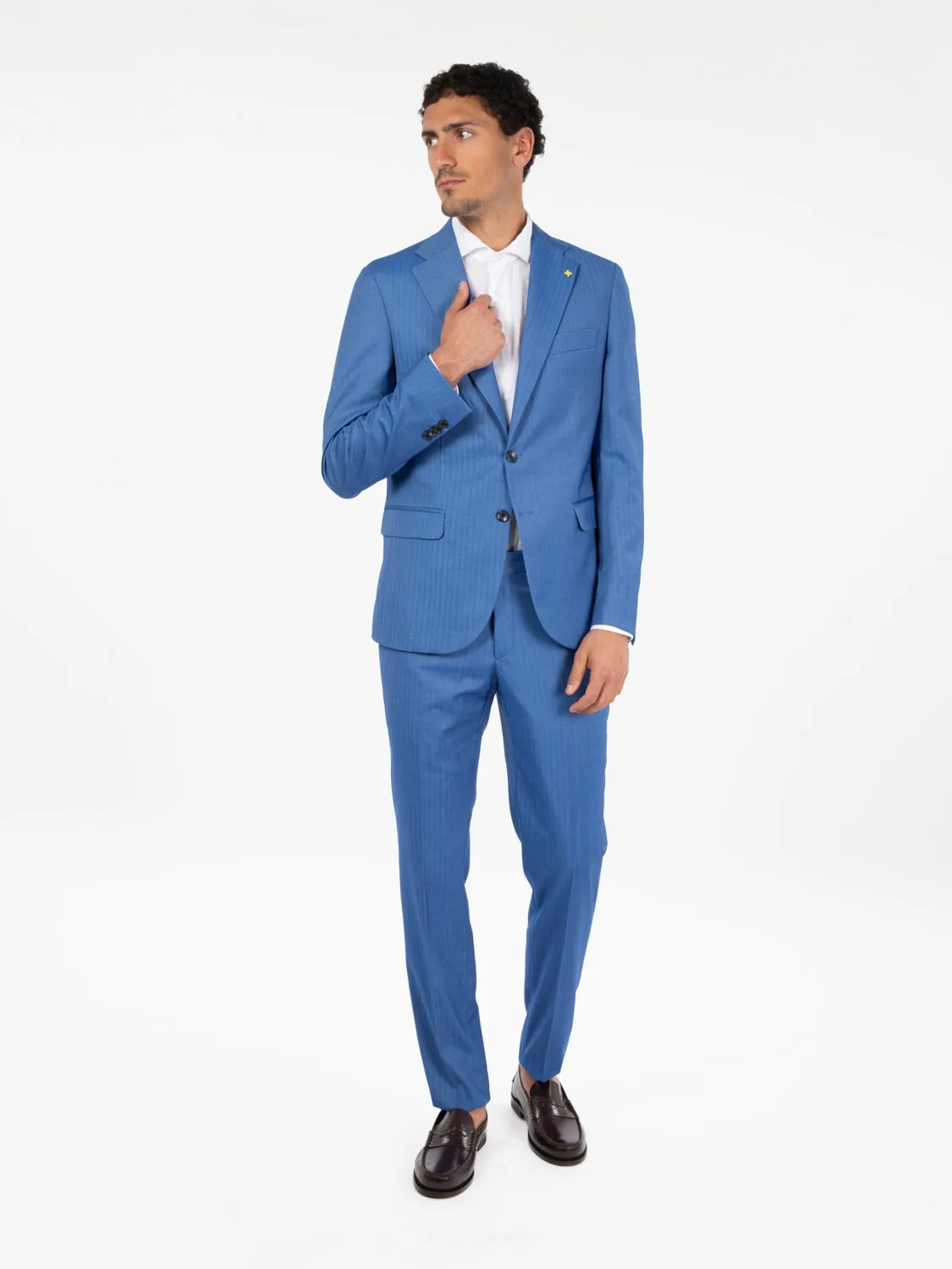 Abito gessato azzurro
