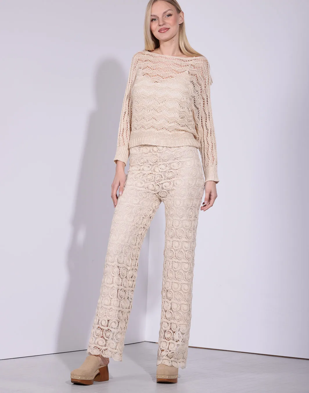Aliza - Pantalone in pizzo crochet