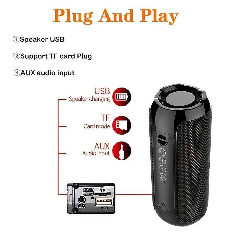 Altoparlante Portatile Wireless Con Bassi: Goditi La Musica Ovunque Con Il Cavo Di Ricarica, Il Cavo Aux, FM TF USB Plug-in Card