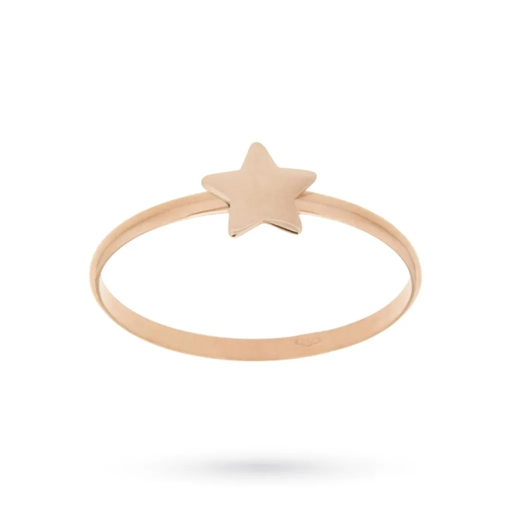 Anello stellina lucida filo oro rosa 18kt