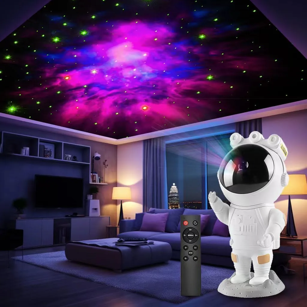 Astronauta Cielo Stellato Galassia Proiettore，Spaceman Galaxy Star Projector Lampada Notturna con Timer, Telecomando，Proiettore 