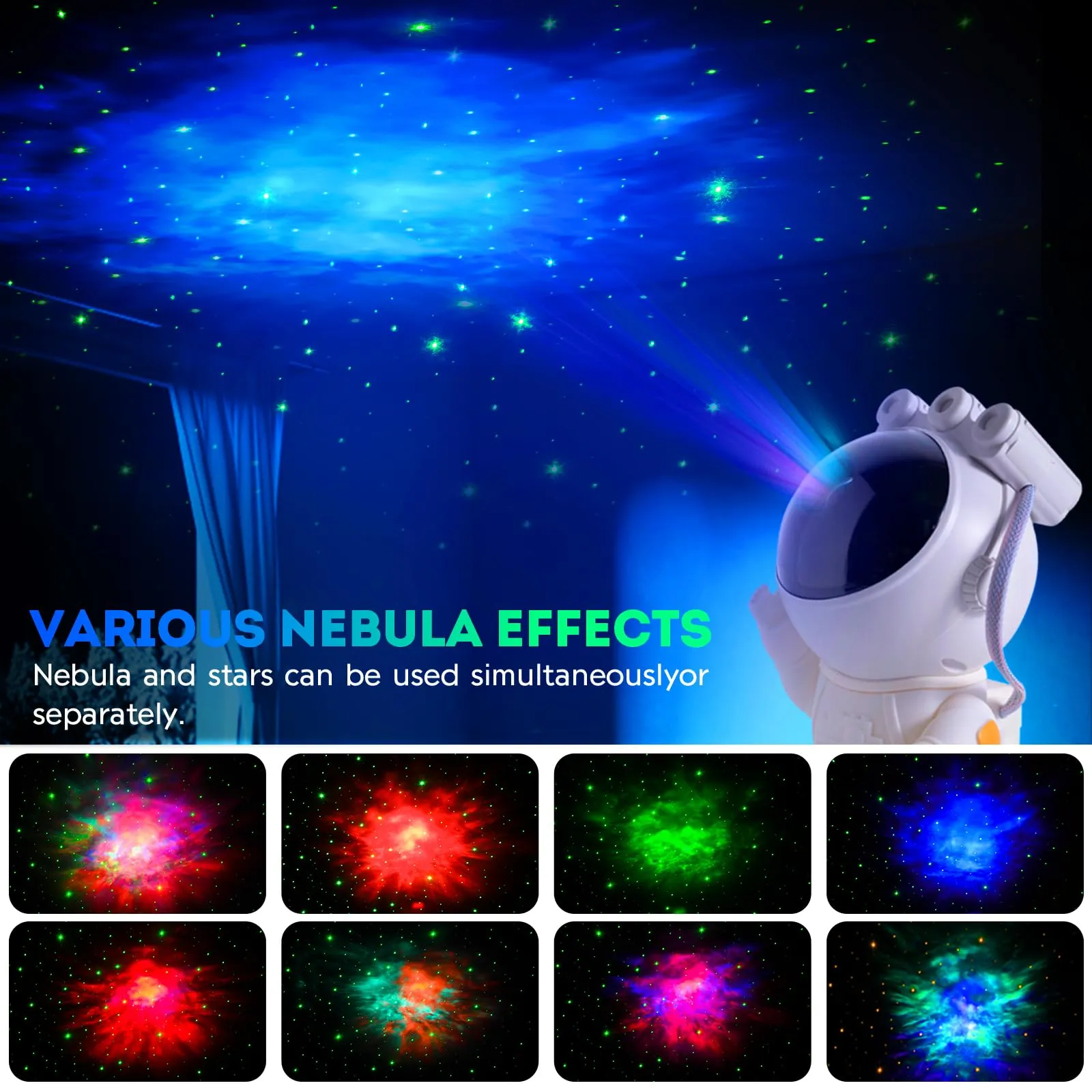 Astronauta Cielo Stellato Galassia Proiettore，Spaceman Galaxy Star Projector Lampada Notturna con Timer, Telecomando，Proiettore 