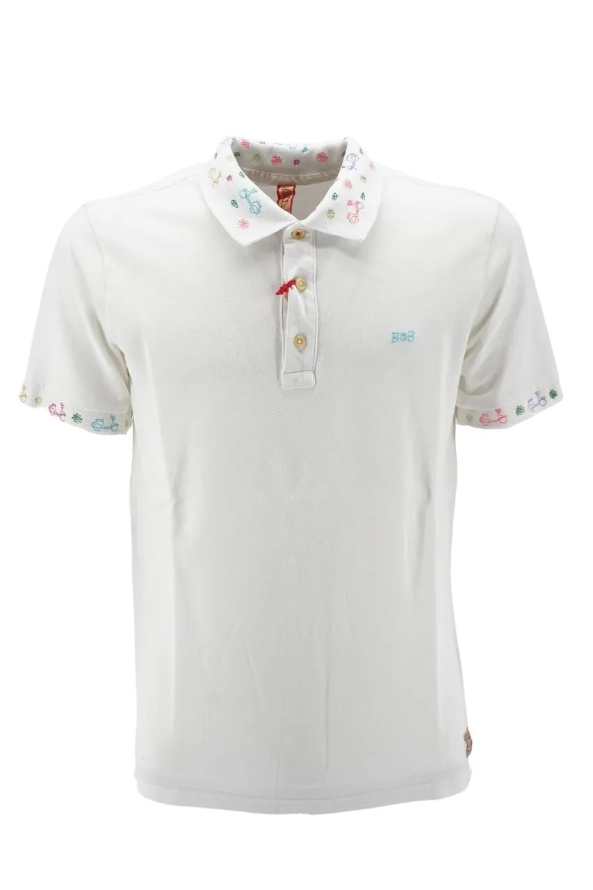 Bob Polo with Embroidery / White