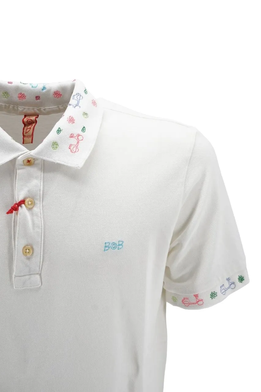 Bob Polo with Embroidery / White