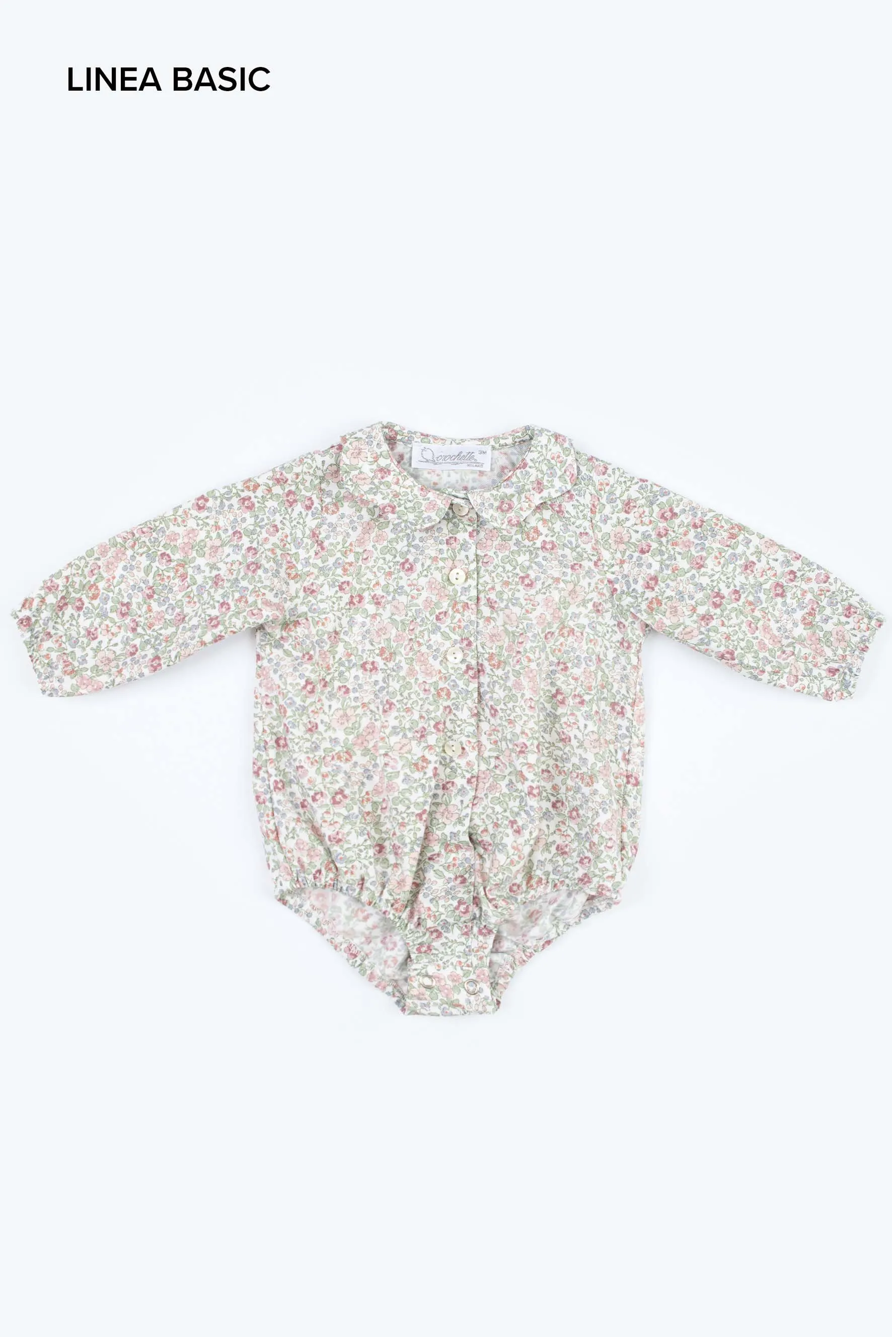 Body camicia neonata fiore rosa verde