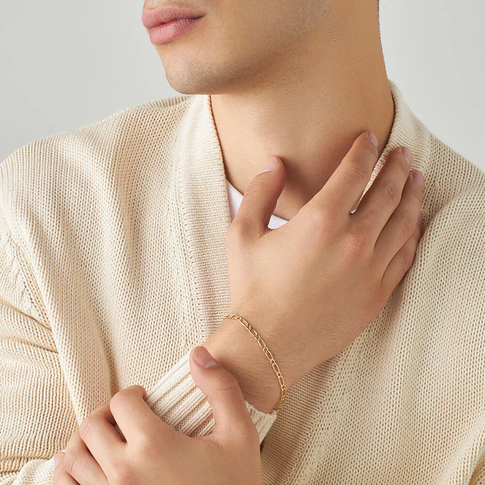 Bracciale Catena L'homme Or Oro Giallo 375/1000 Maglia Alternata 1/1 20 cm 1412931