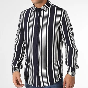 Camicia a maniche lunghe a righe blu navy