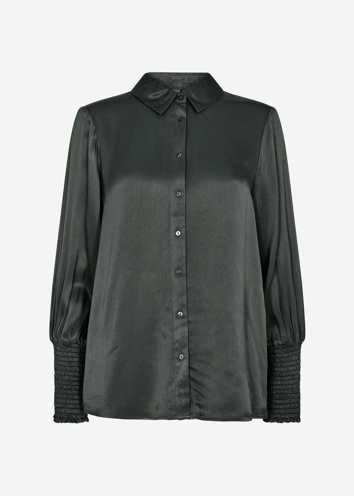 Camicia in seta/viscosa verde e nera