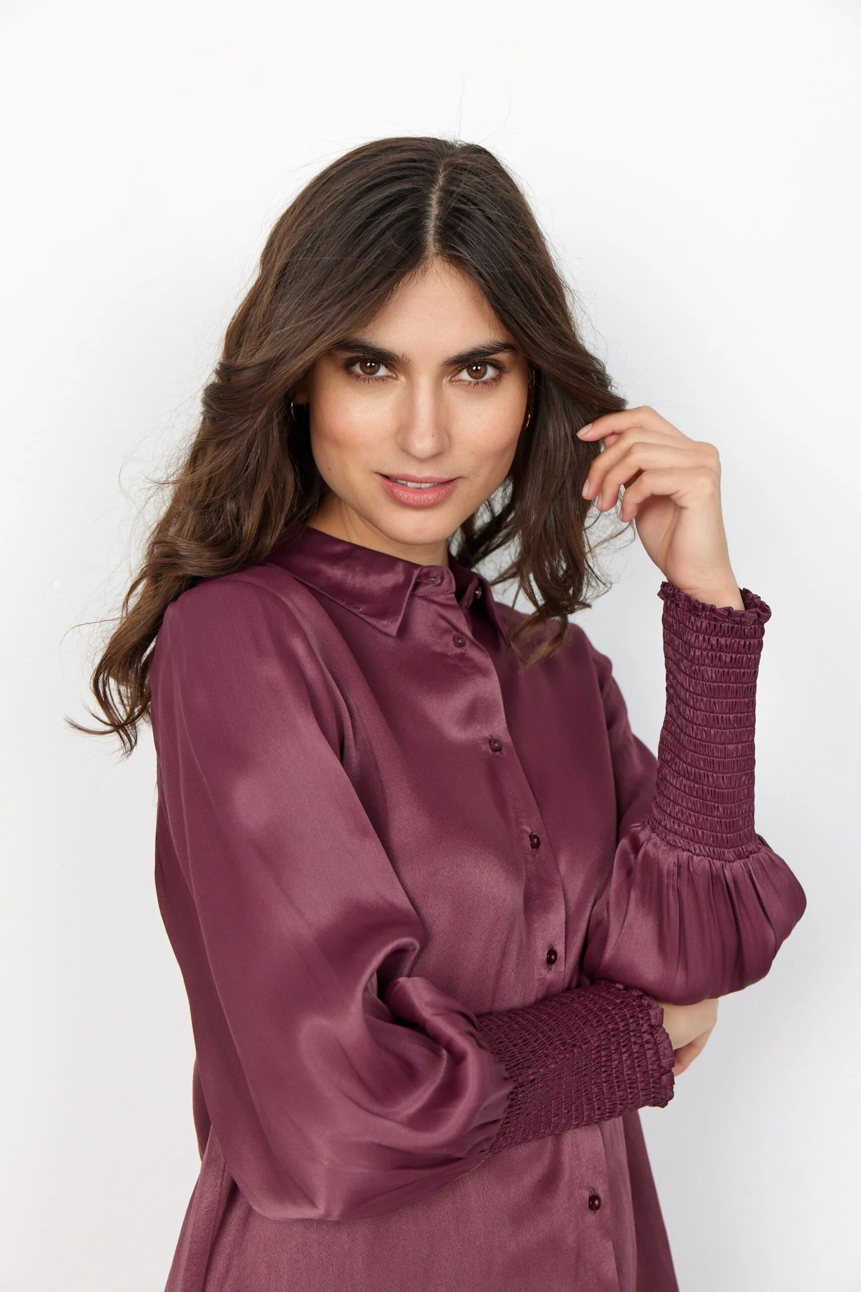 Camicia in seta/viscosa verde e nera