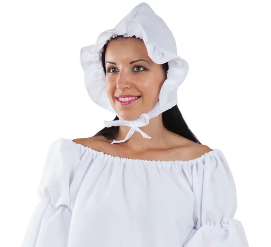 Cappello da contadino medievale bianco da donna
