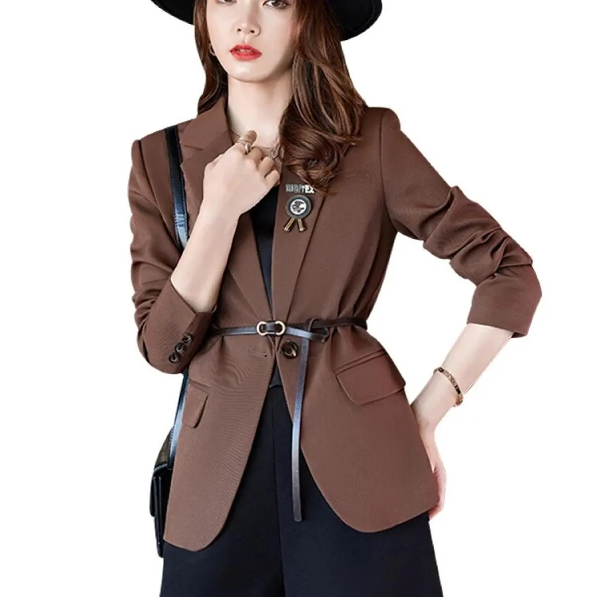 Cappotto blazer casual da donna nero verde caffè Giacca primavera autunno donna manica lunga slim a bottone singolo