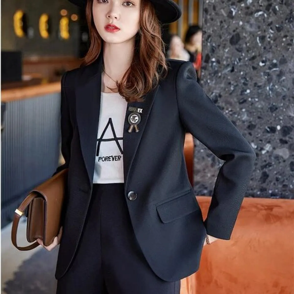 Cappotto blazer casual da donna nero verde caffè Giacca primavera autunno donna manica lunga slim a bottone singolo