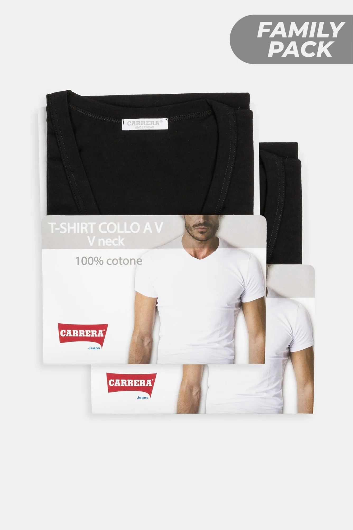 Carrera  ---------    ------------Bipack t-shirt scollo v in cotone - nero