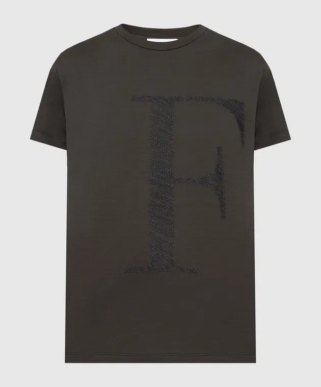 Fabiana Filippi T-shirt verde scuro con logo ricamato JED221W142