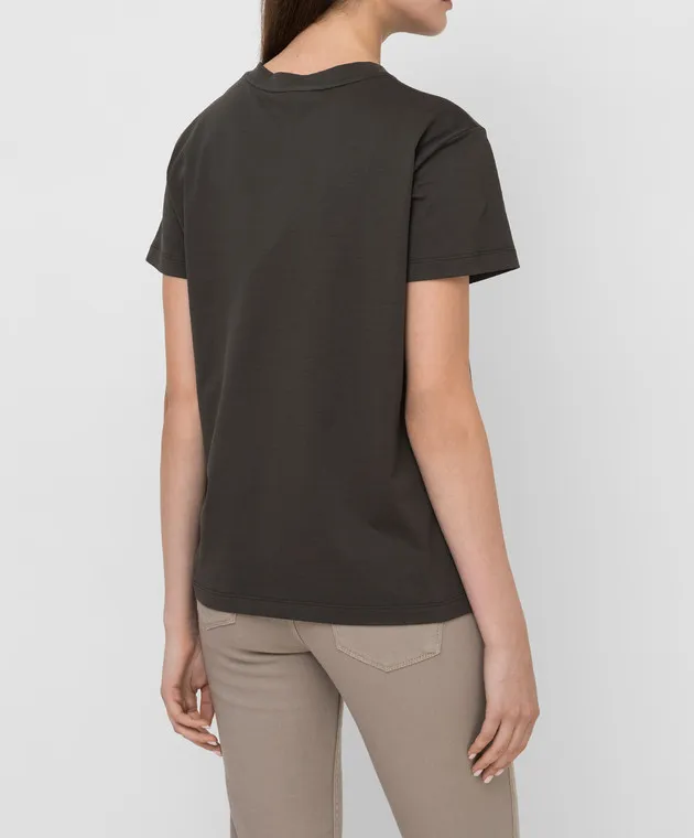 Fabiana Filippi T-shirt verde scuro con logo ricamato JED221W142