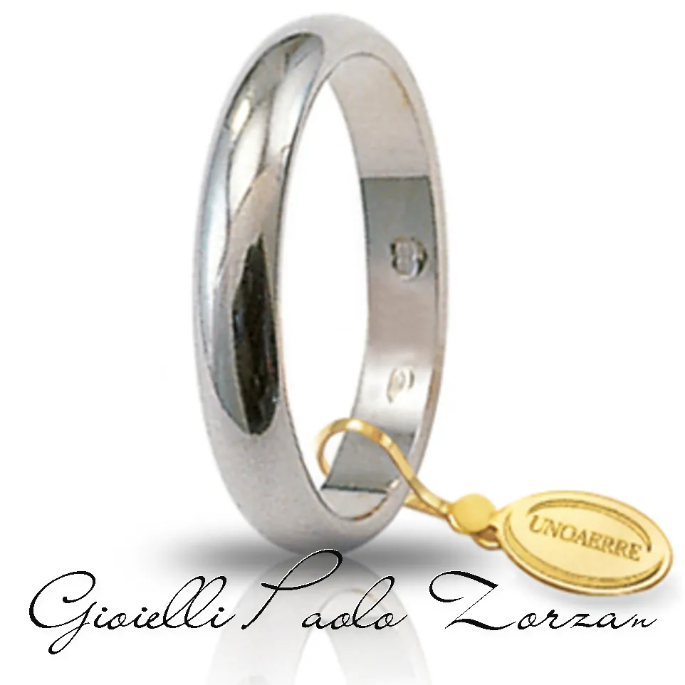 Fede Matrimoniale UNOAERRE Classica 4 Grammi Oro Bianco  Mod. 40 Afn 1 Col.04