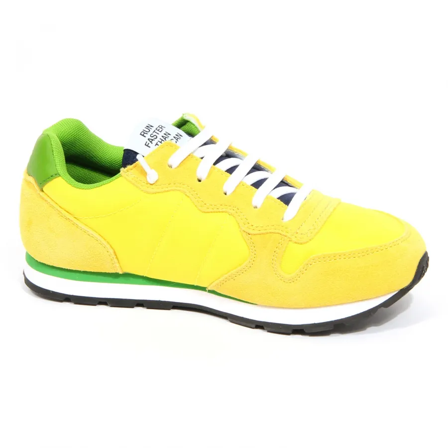 G1350 sneaker bimbo boy SUN 68 yellow/green tissue/suede shoes kids
