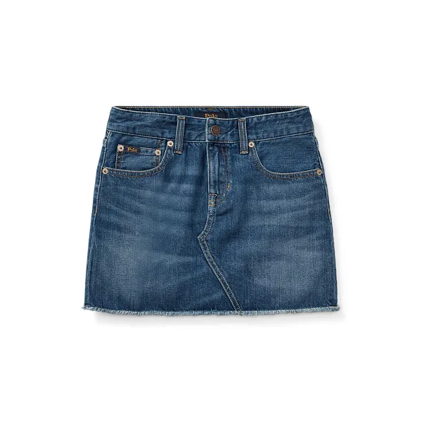 Gonna sfilacciata in denim di cotone