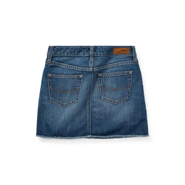 Gonna sfilacciata in denim di cotone