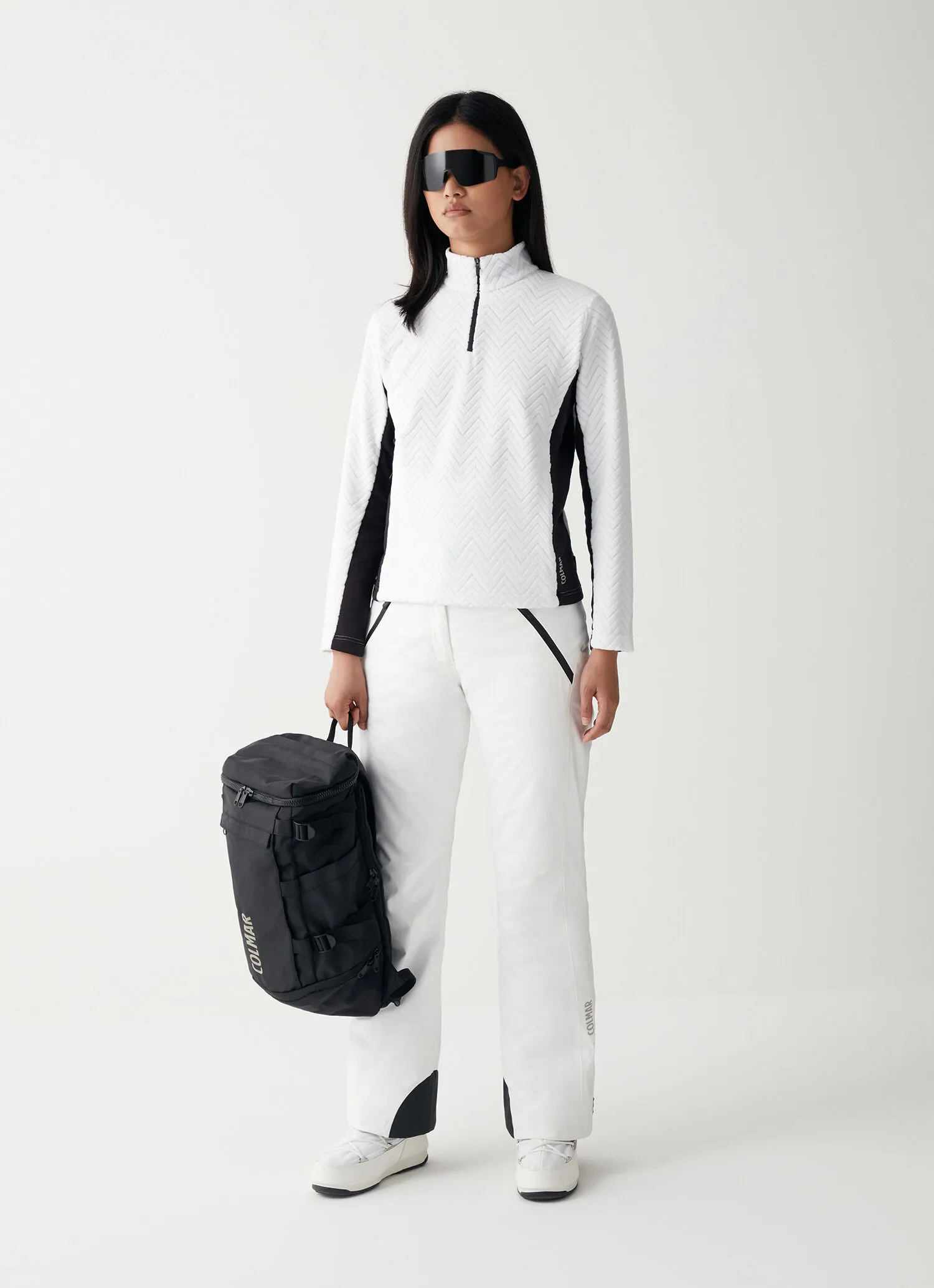 Half-zip ski sweatshirt with solid-colour sides