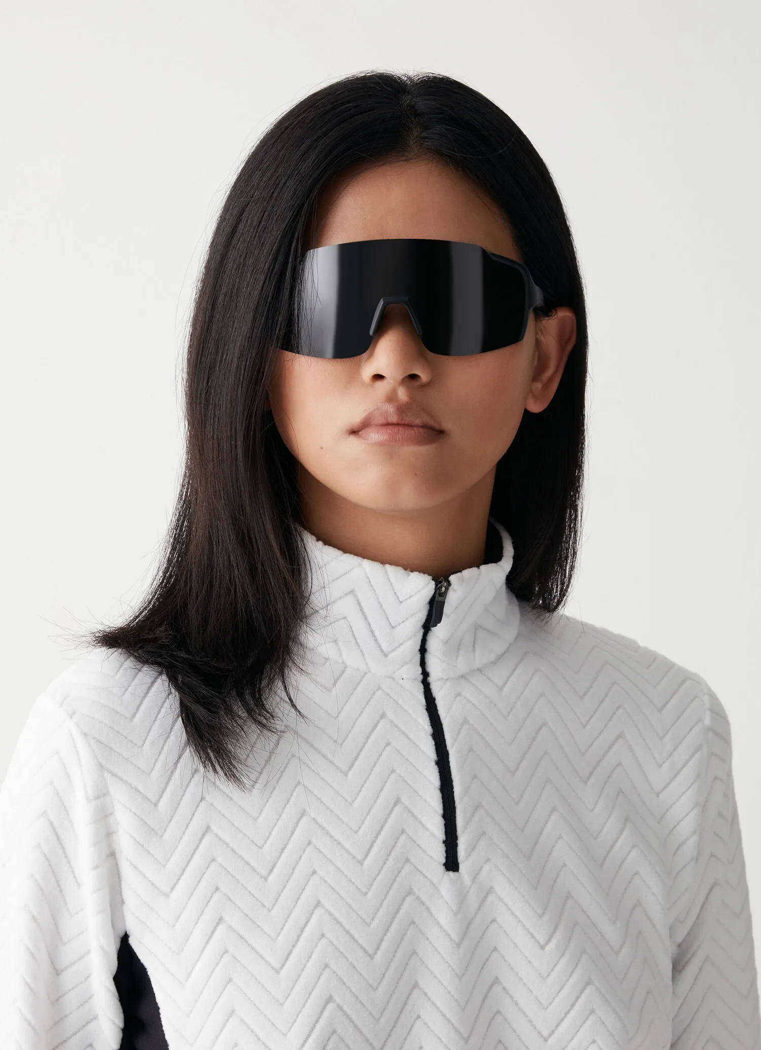 Half-zip ski sweatshirt with solid-colour sides