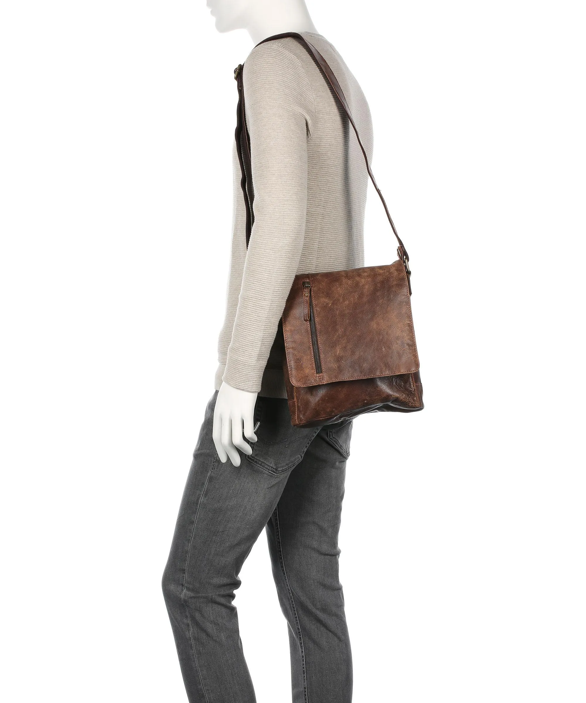  Harold's Crunchy M Borsa a tracolla pelle di bufalo marrone  