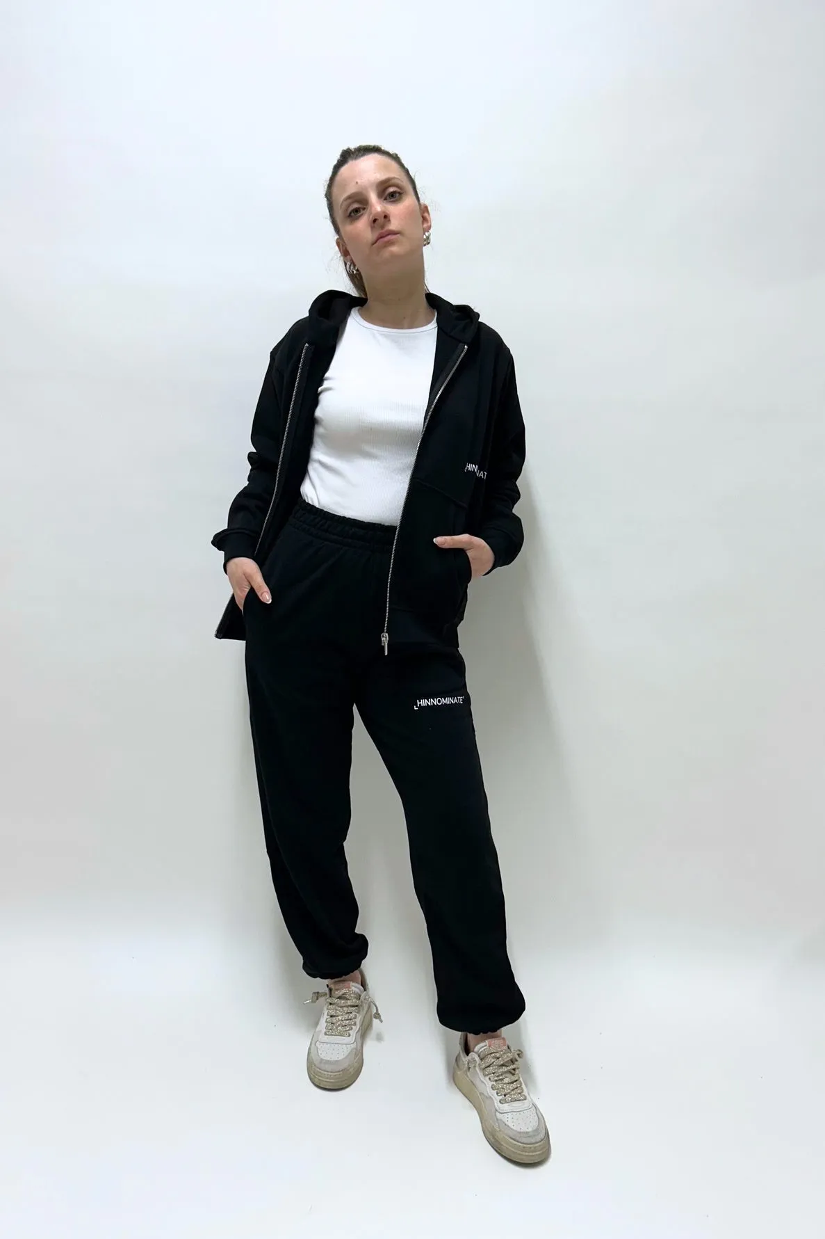 Hinnominate Felpa Full Zip / Cappuccio Nero Donna