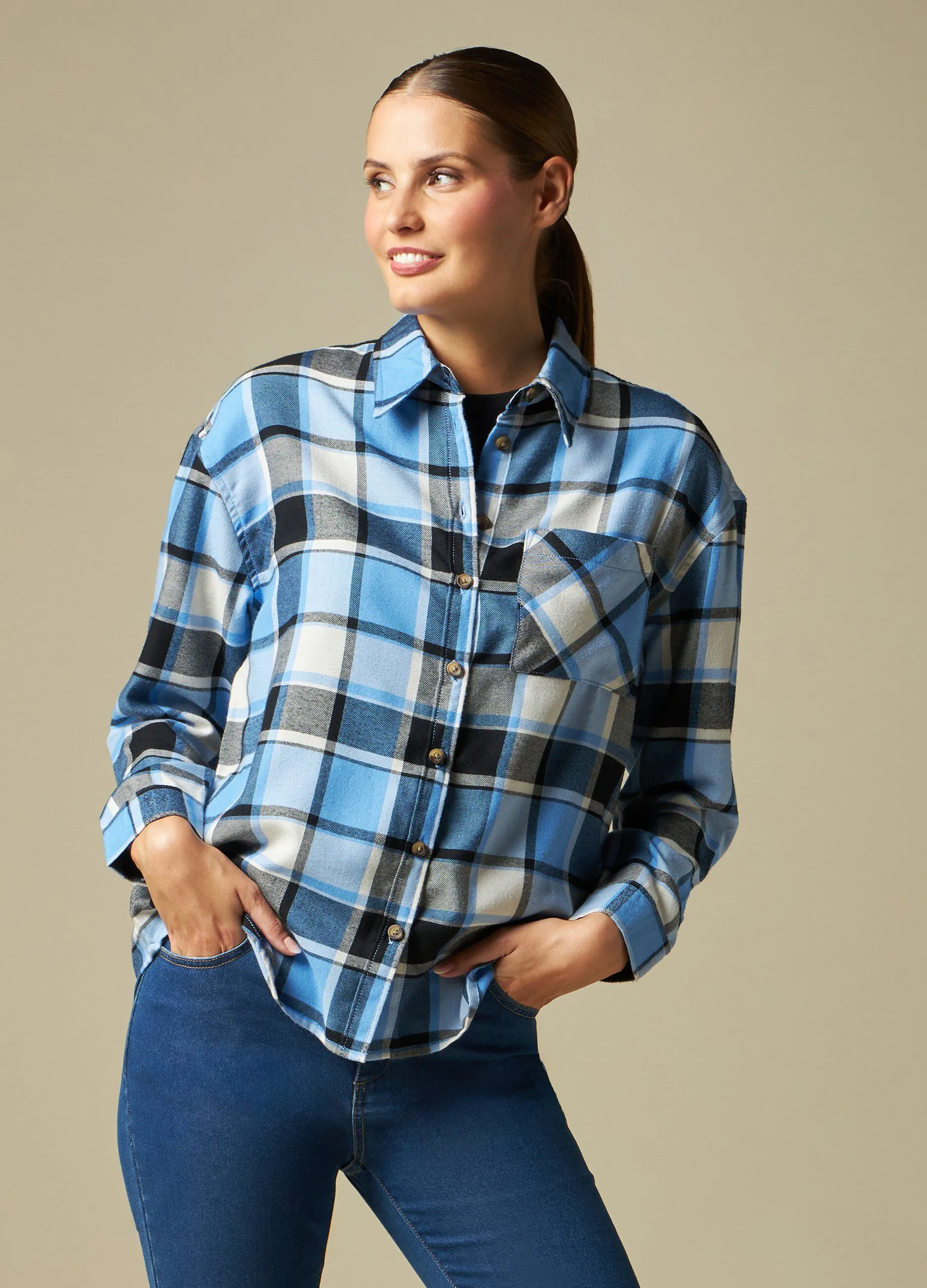 HOLISTIC  Camicia check in misto viscosa donna