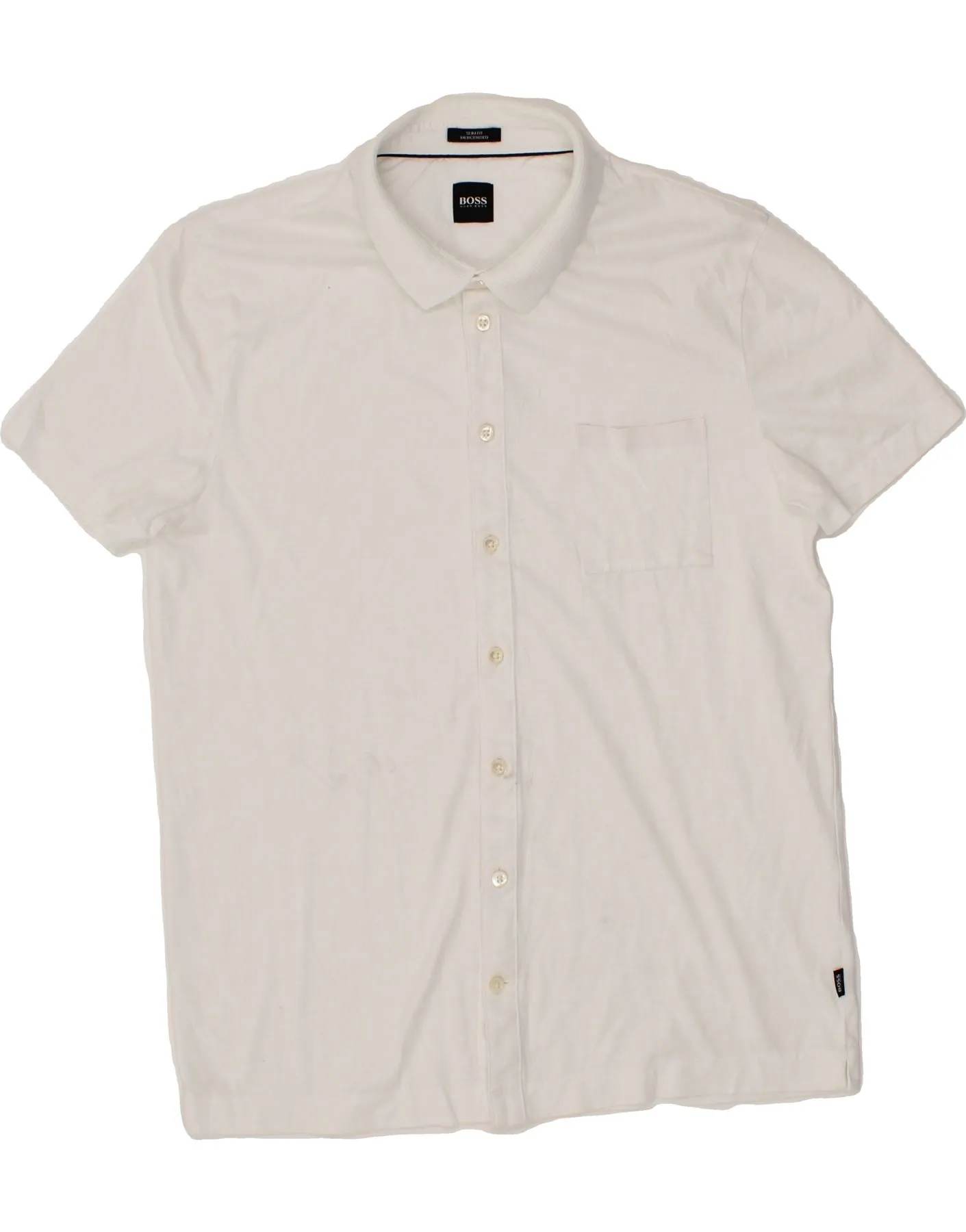 HUGO BOSS Mens Slim Fit Short Sleeve Shirt Medium White