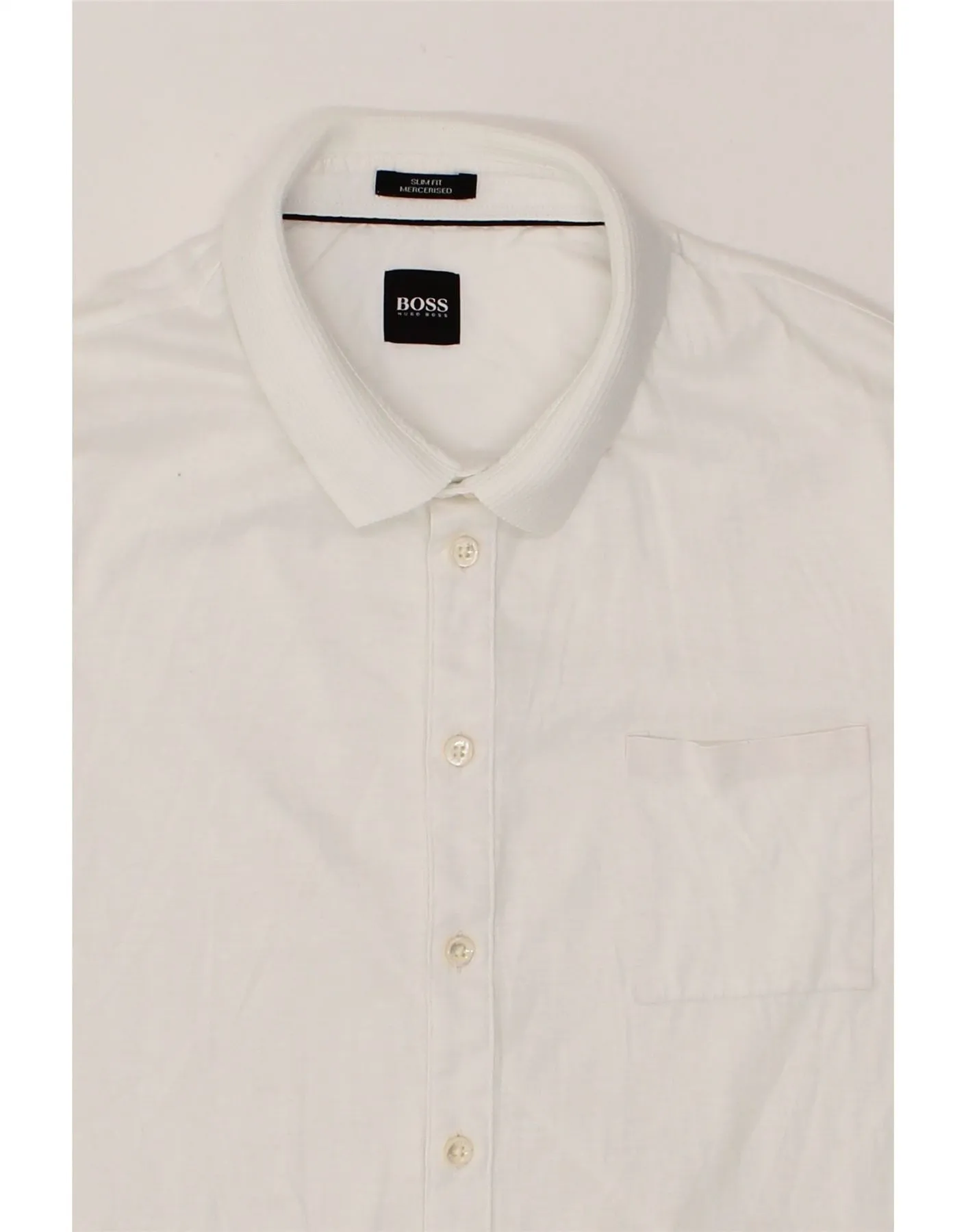 HUGO BOSS Mens Slim Fit Short Sleeve Shirt Medium White