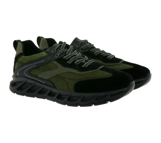 IGI&CO sneaker da uomo in vera pelle con suola shock absorber e memory foam Made in Italy 8138211 Verde/Nero