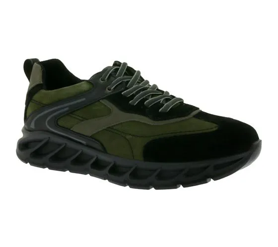 IGI&CO sneaker da uomo in vera pelle con suola shock absorber e memory foam Made in Italy 8138211 Verde/Nero