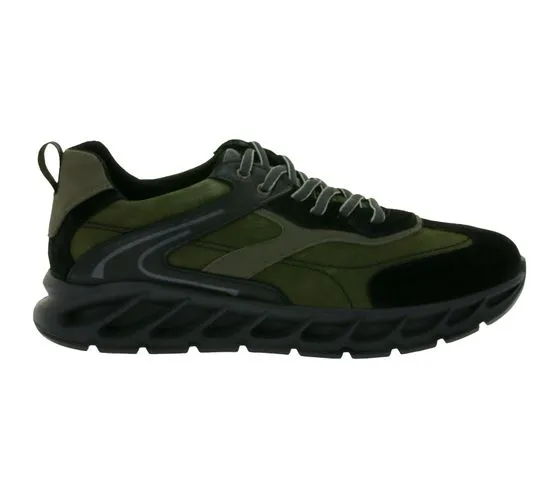 IGI&CO sneaker da uomo in vera pelle con suola shock absorber e memory foam Made in Italy 8138211 Verde/Nero