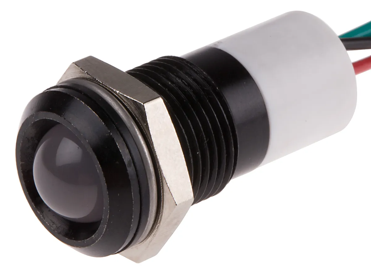 Indicatore da pannello RS PRO  a LED, 24V cc, IP67, Sporgente, foro da 14mm