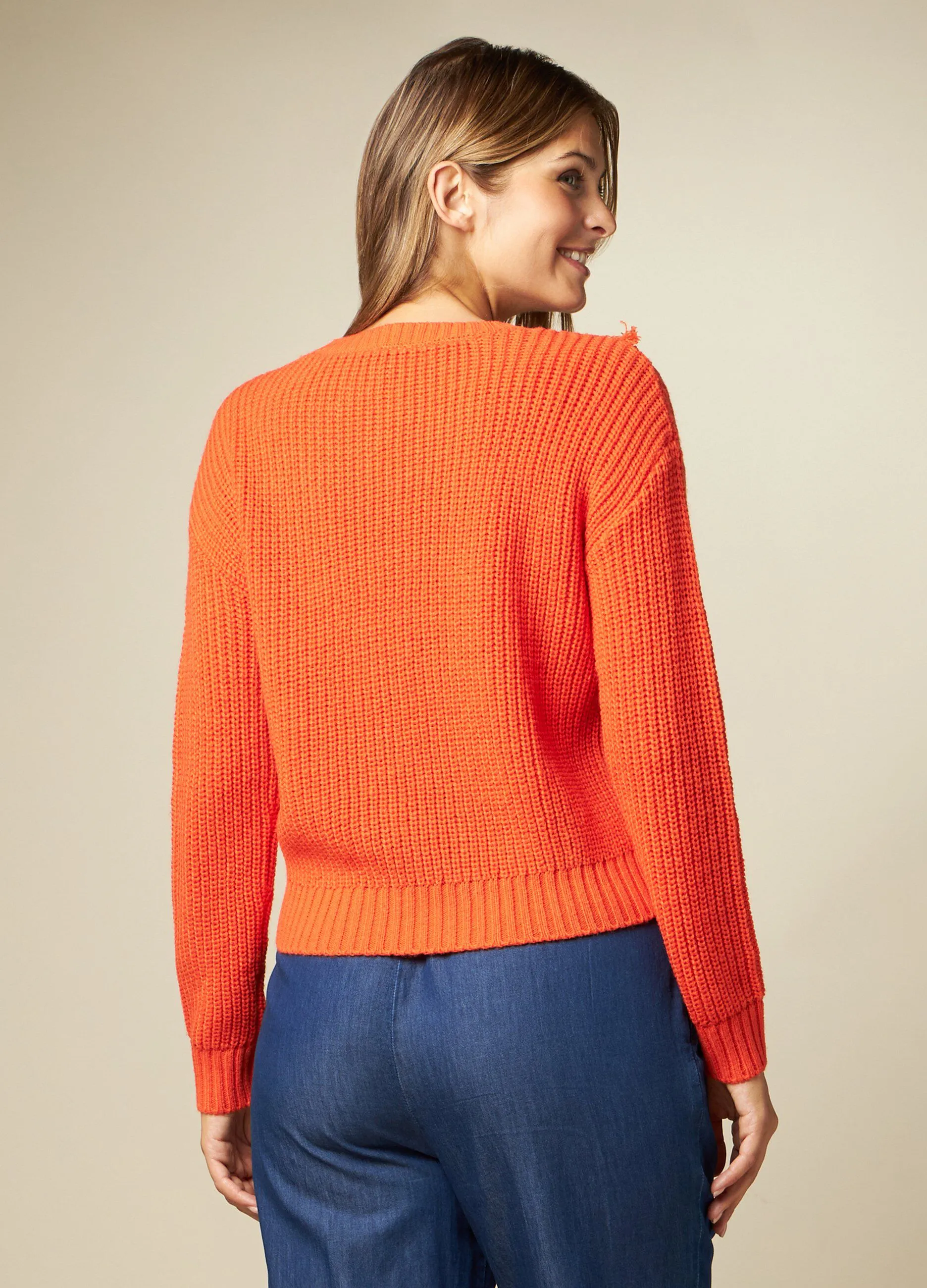 IWIE  Tricot in misto lana con sfrangiato donna
