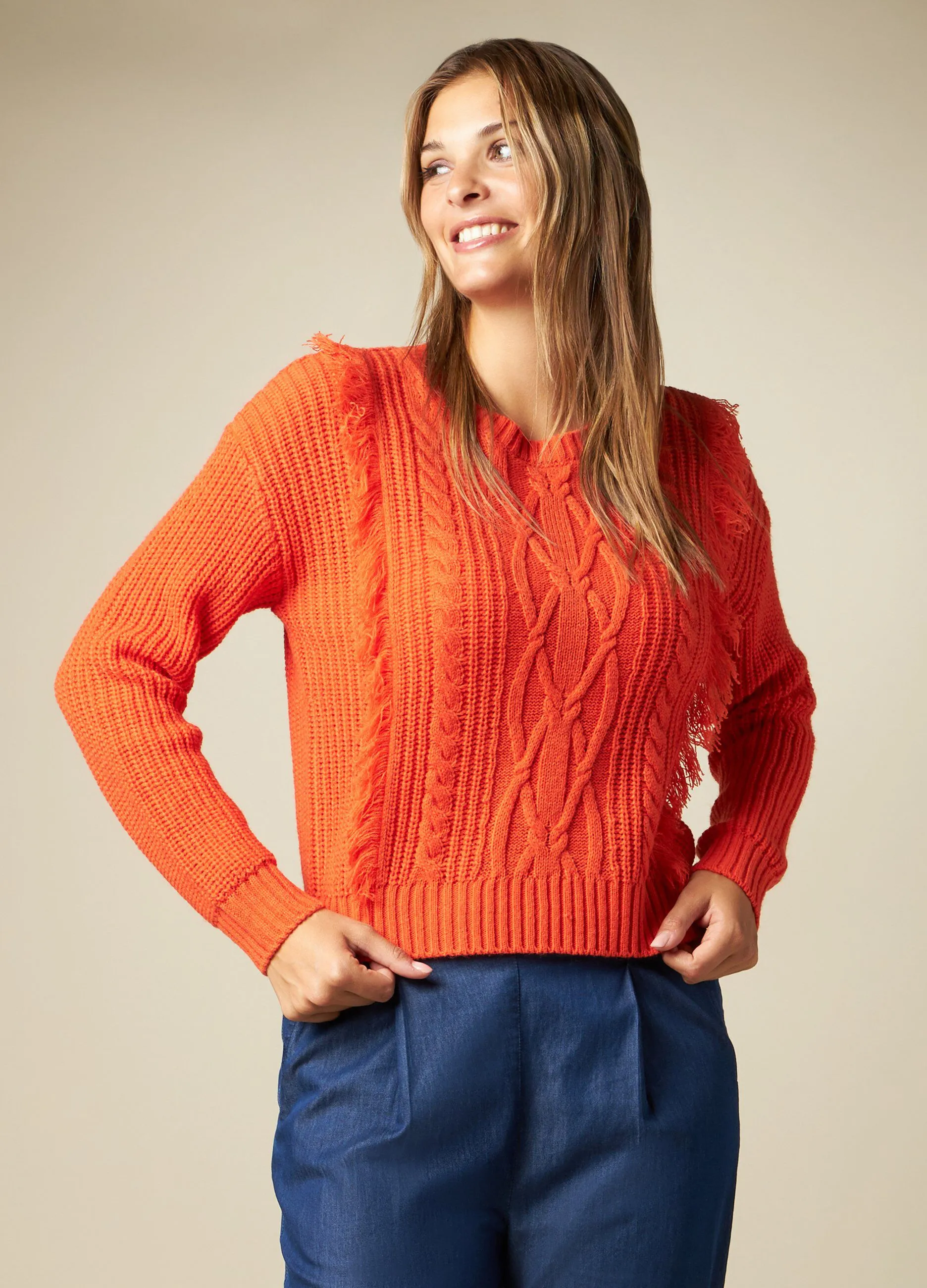 IWIE  Tricot in misto lana con sfrangiato donna