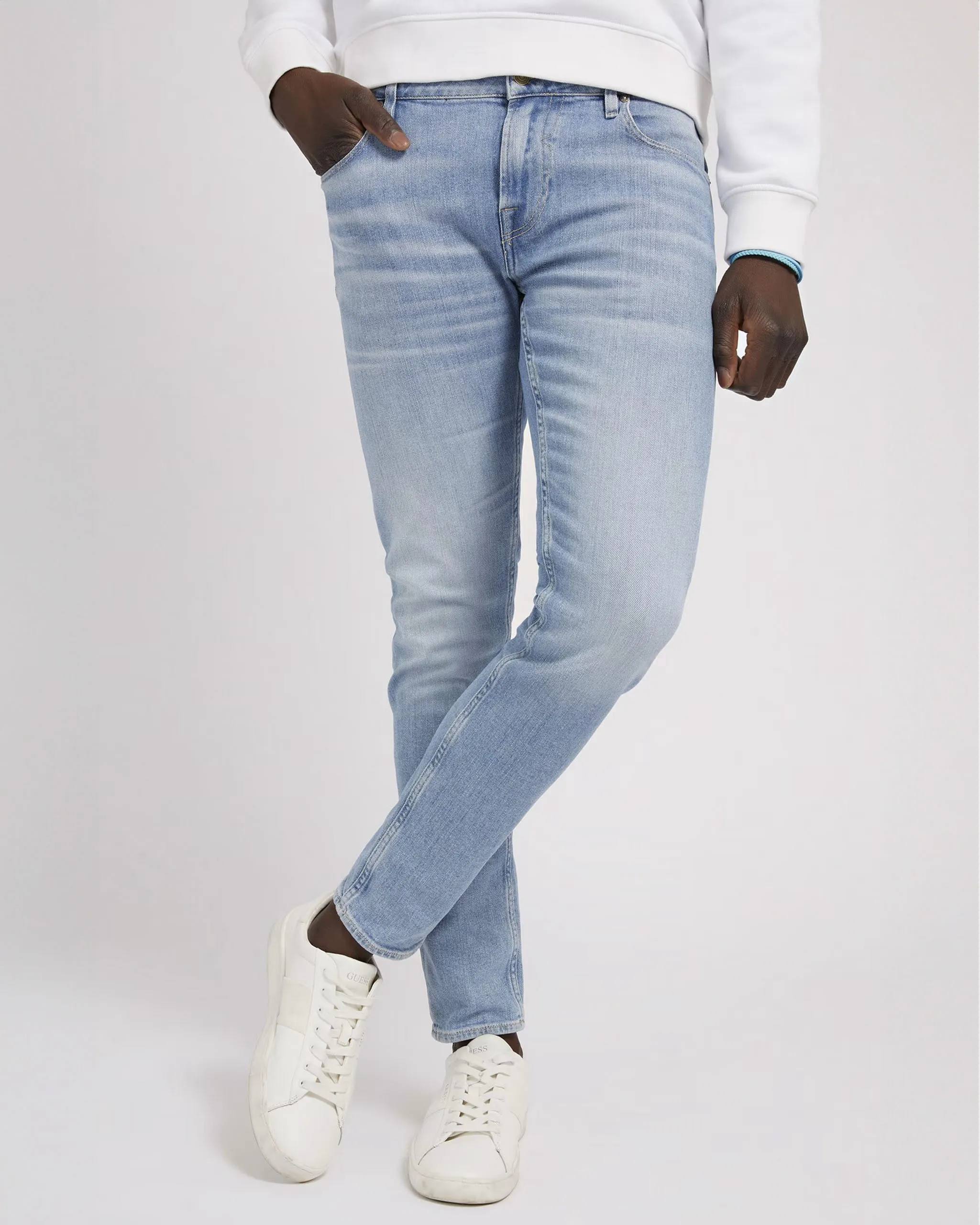 Jeans Chris superskinny lavaggio chiaro bleach in cotone stretch