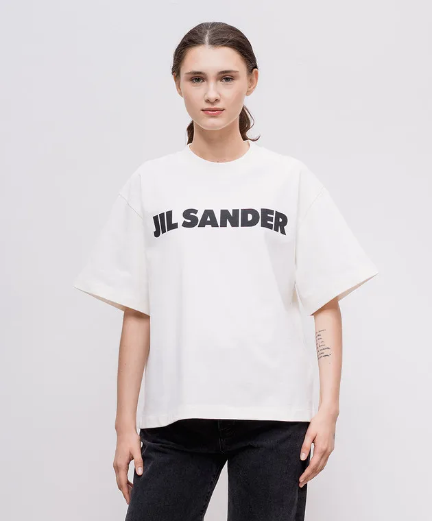 Jil Sander T-shirt bianca con stampa logo J02GC0001J45148