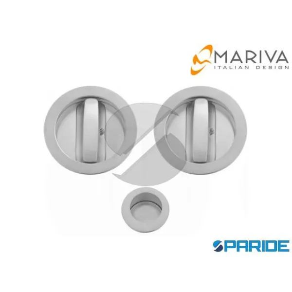 KIT PORTE SCORREVOLI TONDO 82 MARIVA CROMO SATINATO CON DOPPIO POMOLINO BASSO REGOLABILE