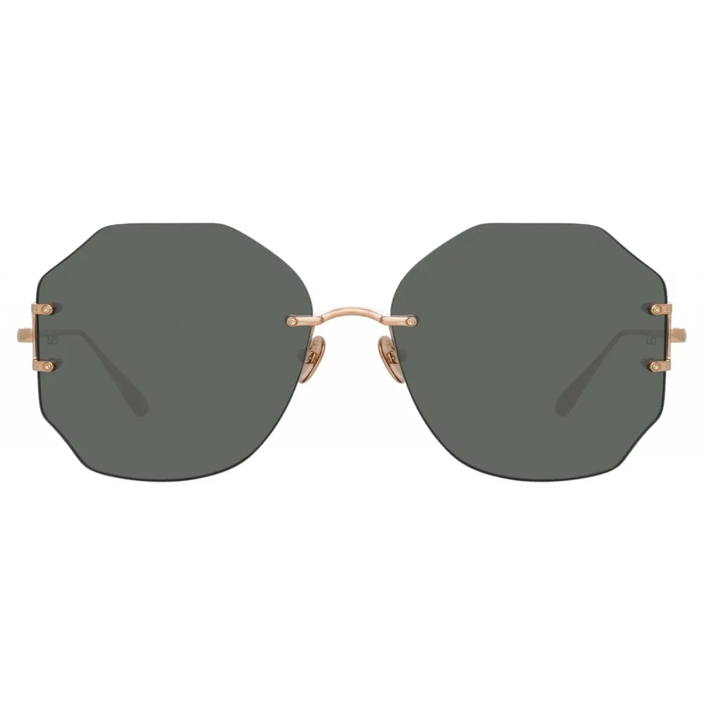 Linda Farrow - Occhiali da Sole Lisette Oversized in Oro Rosa - LFL1314C1SUN - Linda Farrow Eyewear