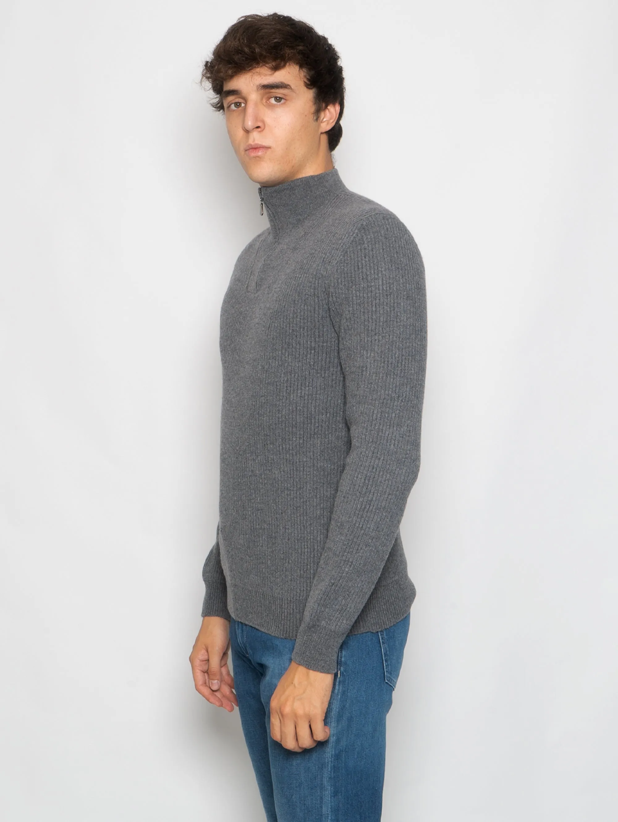 Lupetto con Mezza Zip Grigio