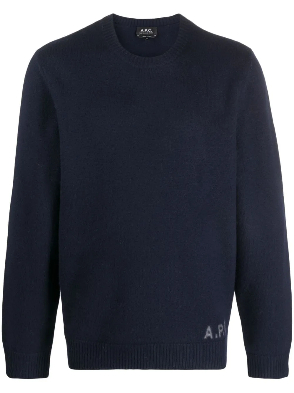 maglione blu logo a intarsio