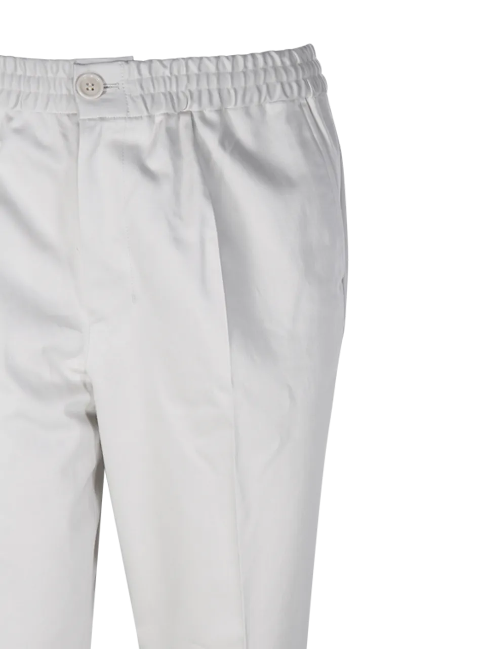 MEN AMI WHITE COTTON ELASTICATED WAIST PANT