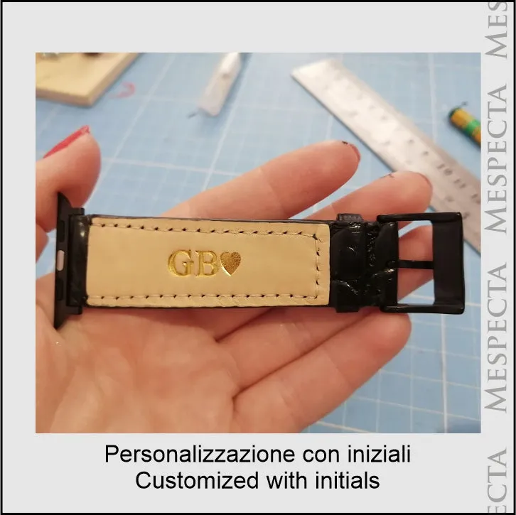Mespecta Italia  ---------    ------------Cinturino in pelle Apple Watch Personalizzabile serie Ultra, 8, 7, 6, 5, 4, SE in vera