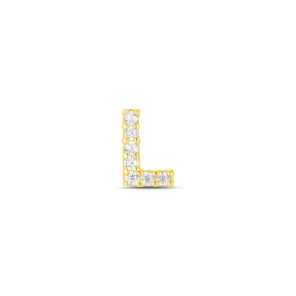 Mono Orecchino Lobo Lettera L Bon Ton Oro Giallo 375/1000 Cubic Zirconia Bianco 1415498