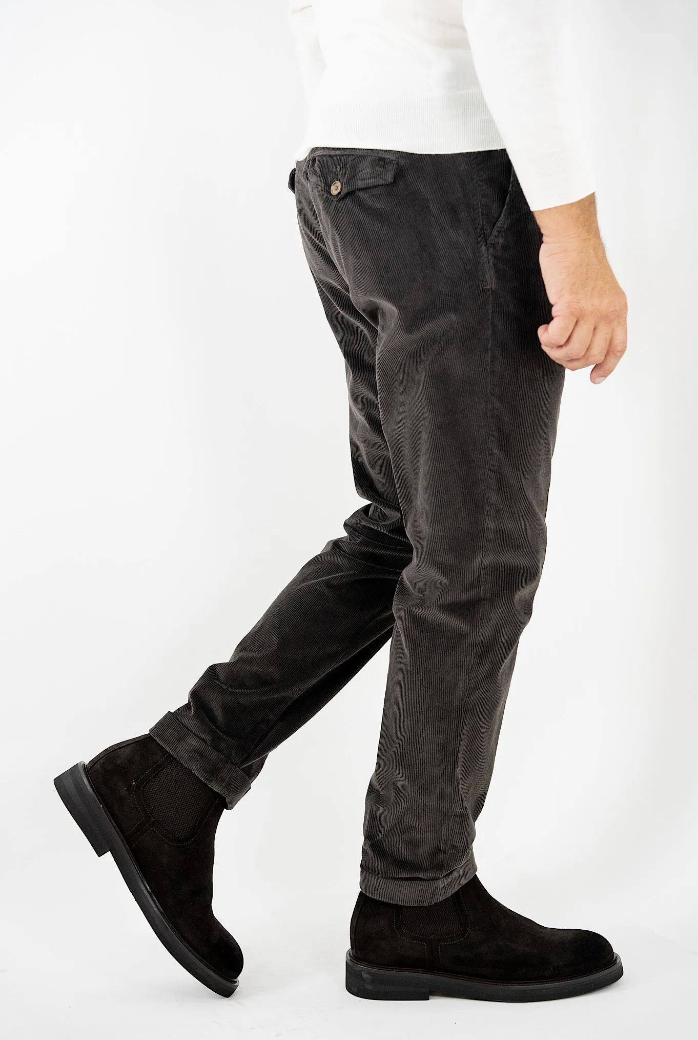 MYTHS Pantaloni Velluto Lavato Testa di Moro