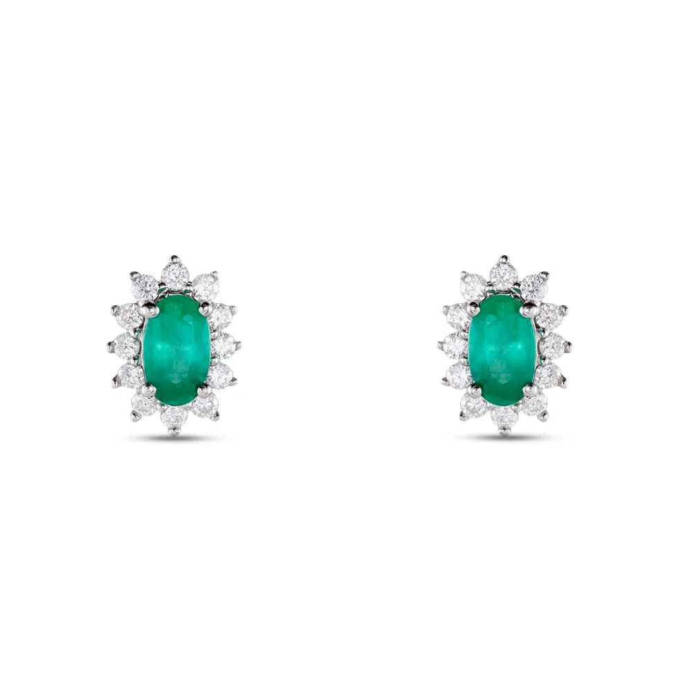Orecchini Lobo Charlotte Oro Bianco 375/1000 Smeraldo 0,56 ct Diamante Bianco 0,18 ct 1411925