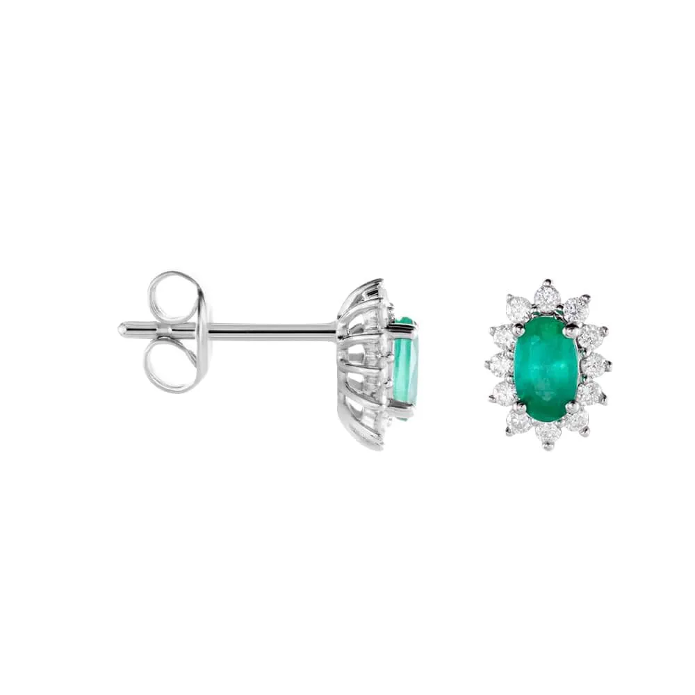 Orecchini Lobo Charlotte Oro Bianco 375/1000 Smeraldo 0,56 ct Diamante Bianco 0,18 ct 1411925
