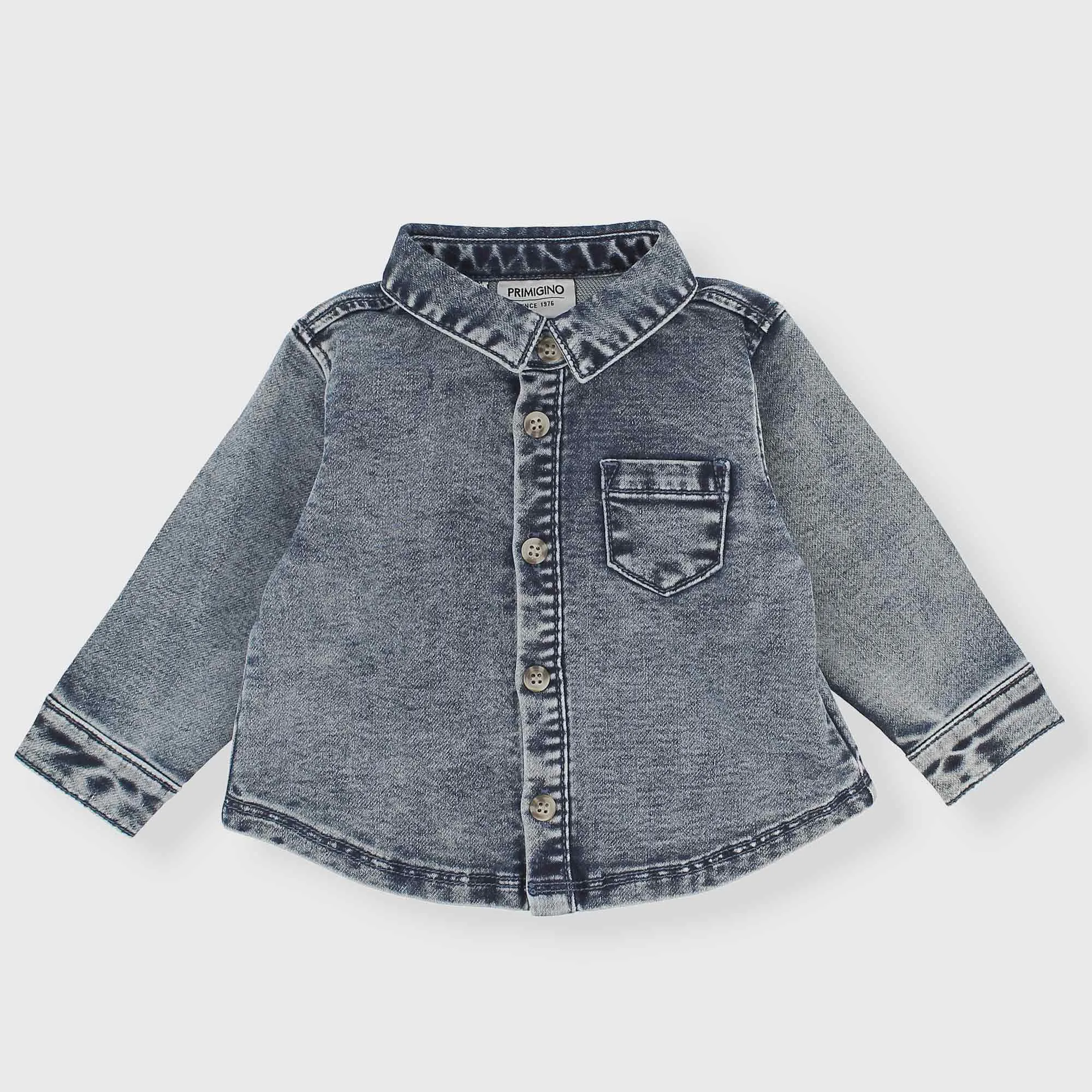 Overshirt in jeans da neonato, BLU            